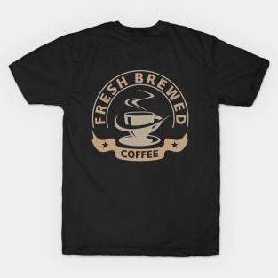 Freshly brewed coffee on black T-Shirt